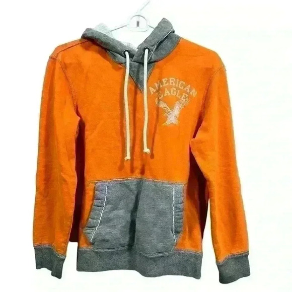 American Eagle Outfitters orange and grey pullover hoodie Size S Triple Stitch - Picture 1 of 4